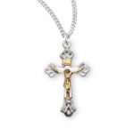 Flare Tipped Sterling Silver Two Toned Crucifix