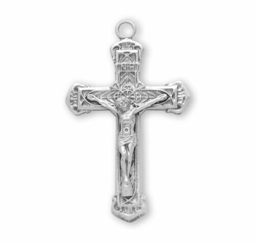 Intricate Lined Sterling Silver Crucifix - Image 2