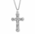 Intricate Lined Sterling Silver Crucifix
