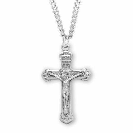 Intricate Lined Sterling Silver Crucifix