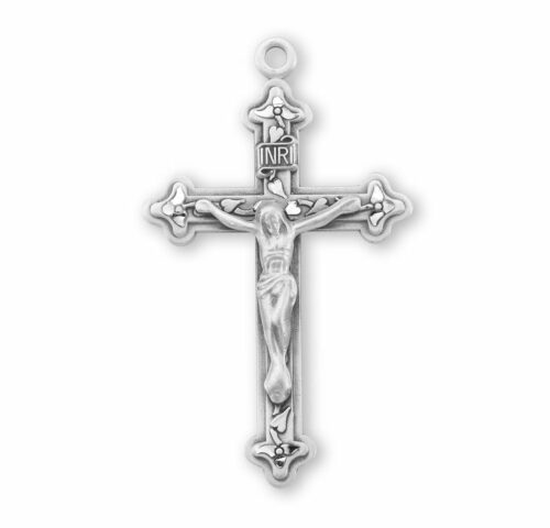 Vine and Leaf Pattern Sterling Silver Crucifix - Image 2