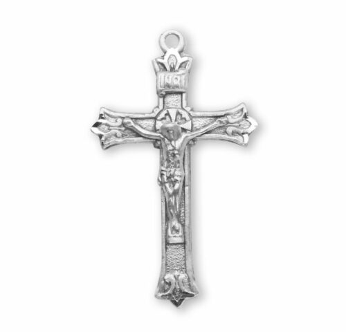 Triple Flare Tip Sterling Silver Crucifix - Image 2