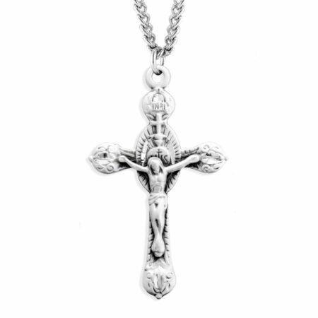 Monstrance Style Sterling Silver Crucifix