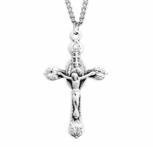 Monstrance Style Sterling Silver Crucifix