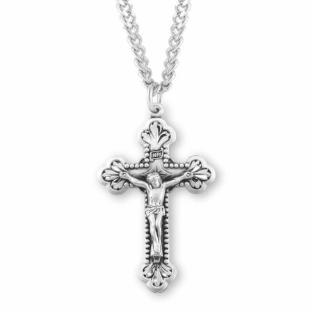 Baroque Leaf Design Sterling Silver Crucifix