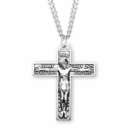 Stat Crux Dum Volvitur Orbis Sterling Silver Crucifix