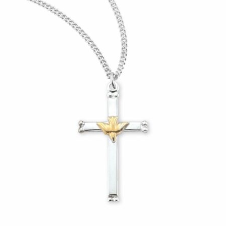 Sterling Silver Holy Spirit Two-Tone Crucifix