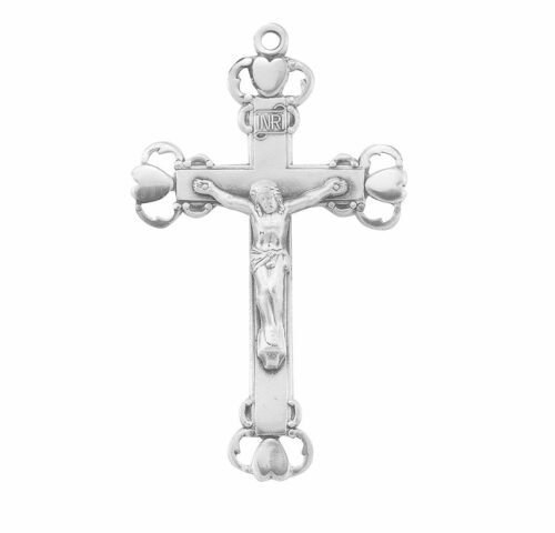 Heart Tipped Sterling Silver Crucifix - Image 2