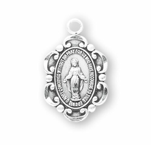 Sterling Silver Oval Fancy Edge Miraculous Medal - Image 2
