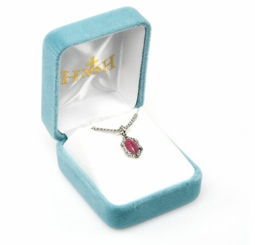 Sterling Silver Pink Enameled Oval Fancy Edge Miraculous Medal - Image 3