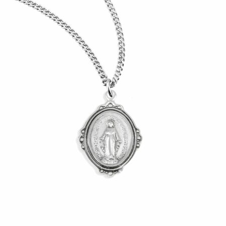 Sterling Silver Oval Fancy Edge Miraculous Medal