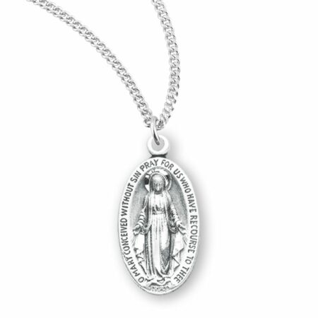 Sterling Silver Oval Miraculous Medal
