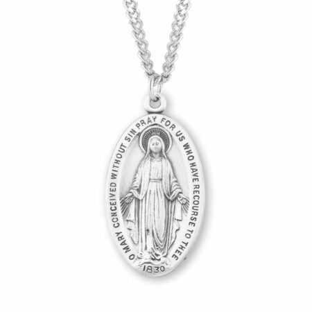 Sterling Silver Oval Miraculous Medal