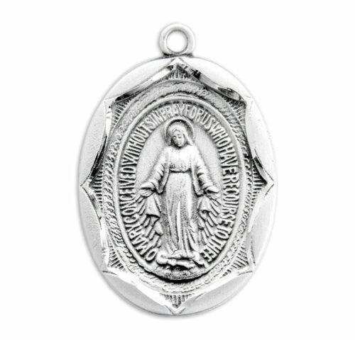 Sterling Silver Oval Miraculous Medal - Image 2
