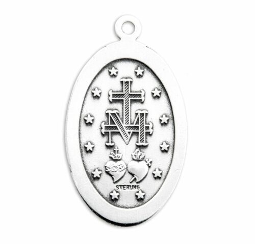 Sterling Silver Spanish Oval Miraculous Medal - Image 3