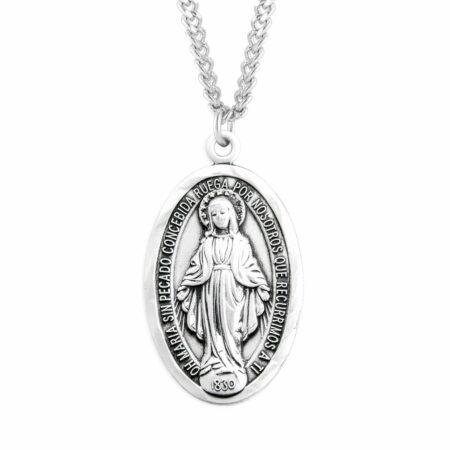 Sterling Silver Spanish Oval Miraculous Medal
