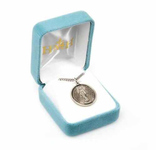 Sterling Silver Round Contemporary Miraculous Medal - Image 4