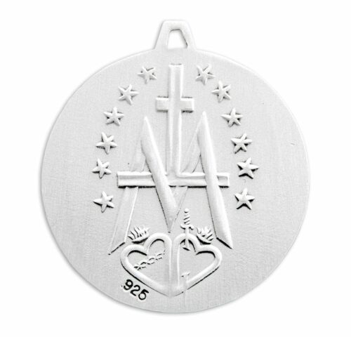 Sterling Silver Round Contemporary Miraculous Medal - Image 3