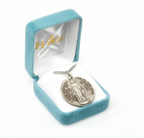 Sterling Silver Round Contemporary Miraculous Medal - Image 4