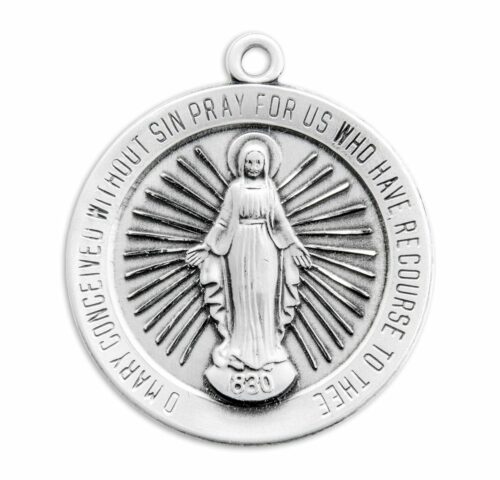 Sterling Silver Oval Miraculous Medal - Image 2