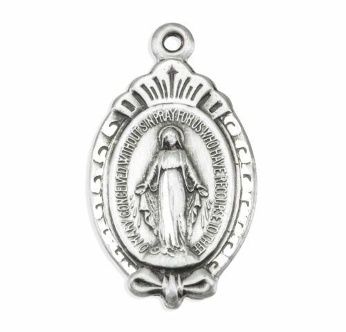 Sterling Silver Miraculous Medal with a Scroll Border - Image 2
