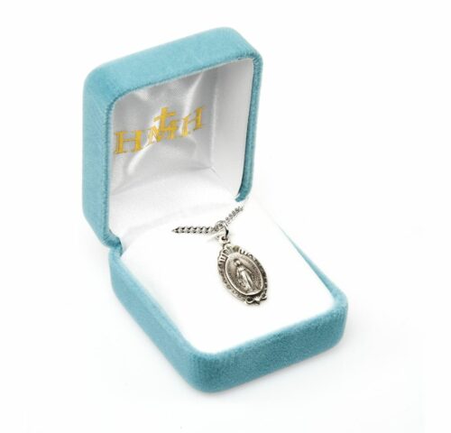 Sterling Silver Miraculous Medal with a Scroll Border - Image 3