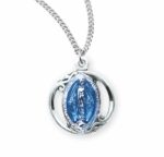 Sterling Silver Blue Enameled Miraculous Medal