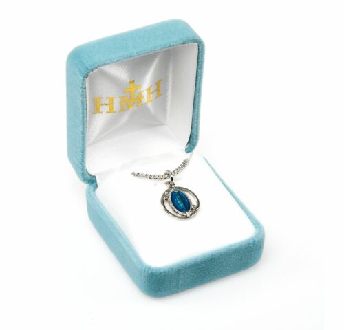 Sterling Silver Blue Enameled Miraculous Medal - Image 3
