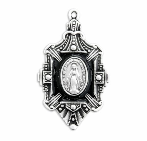 Sterling Silver Fancy Enameled Miraculous Medal - Image 2
