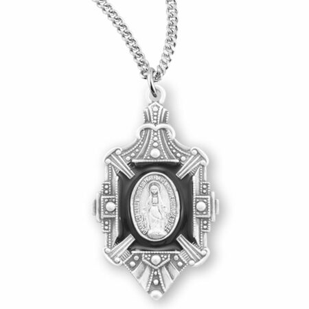 Sterling Silver Fancy Enameled Miraculous Medal