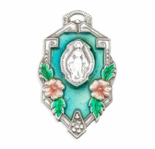 Sterling Silver Miraculous Medal in a Flower Frame - Image 2