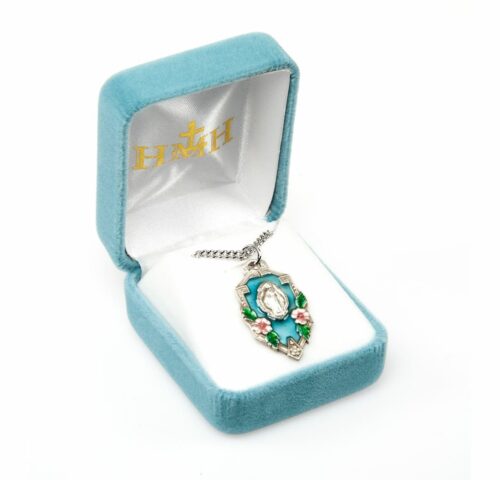 Sterling Silver Miraculous Medal in a Flower Frame - Image 3