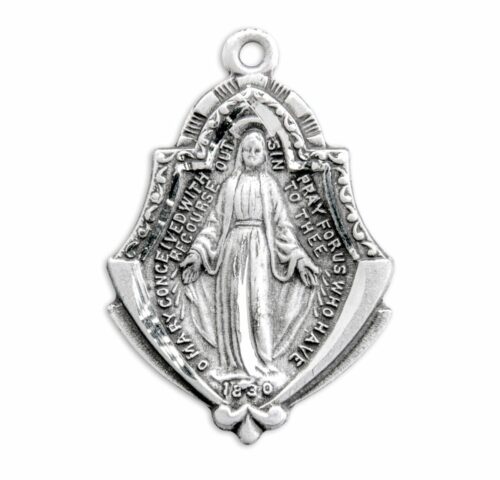 Sterling Silver Miraculous Medal with Art Deco Border - Image 2