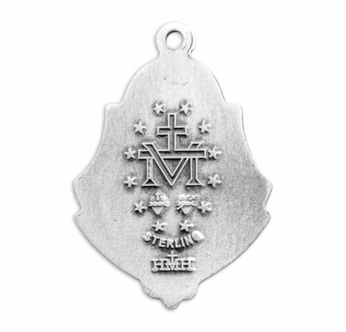 Sterling Silver Miraculous Medal with Art Deco Border - Image 3