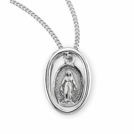 Sterling Silver Oval Miraculous Medal
