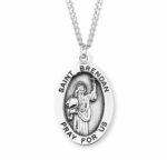 Patron Saint Brendan Oval Sterling Silver Medal