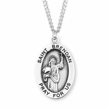 Patron Saint Brendan Oval Sterling Silver Medal
