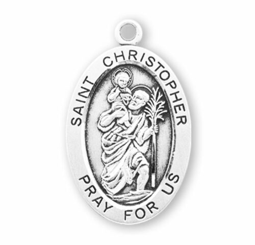 Patron Saint Christopher Oval Sterling Silver Medal - Image 2
