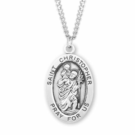 Patron Saint Christopher Oval Sterling Silver Medal