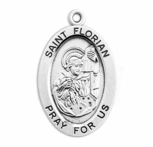 Patron Saint Florian Oval Sterling Silver Medal - Image 2
