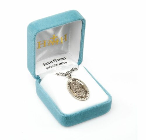 Patron Saint Florian Oval Sterling Silver Medal - Image 4