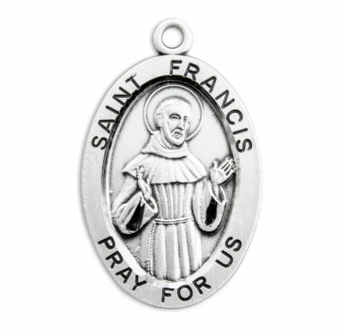 Patron Saint Francis of Assisi Oval Sterling Silver Medal - Image 2