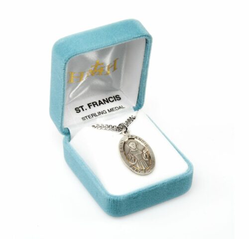 Patron Saint Francis of Assisi Oval Sterling Silver Medal - Image 4