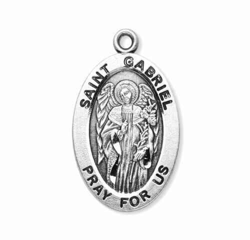 Patron Saint Gabriel Oval Sterling Silver Medal - Image 2