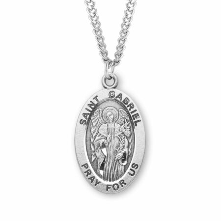 Patron Saint Gabriel Oval Sterling Silver Medal