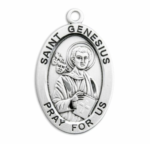 Patron Saint Genesius Oval Sterling Silver Medal - Image 2