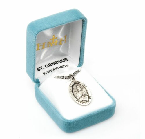 Patron Saint Genesius Oval Sterling Silver Medal - Image 4
