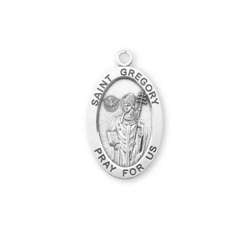 Patron Saint Gregory Oval Sterling Silver Medal - Image 2