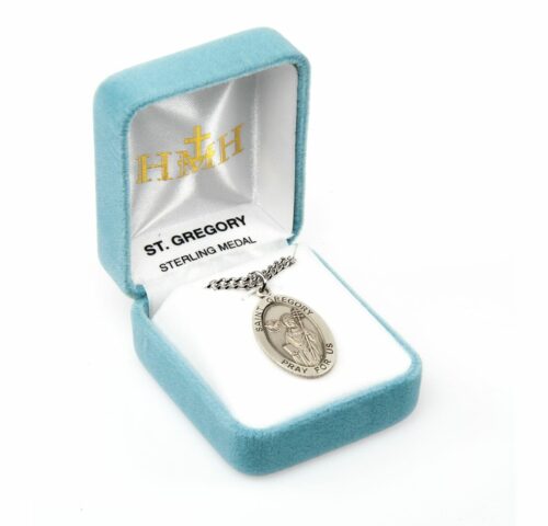 Patron Saint Gregory Oval Sterling Silver Medal - Image 4