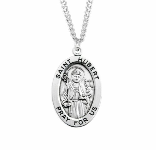 Patron Saint Hubert Oval Sterling Silver Medal